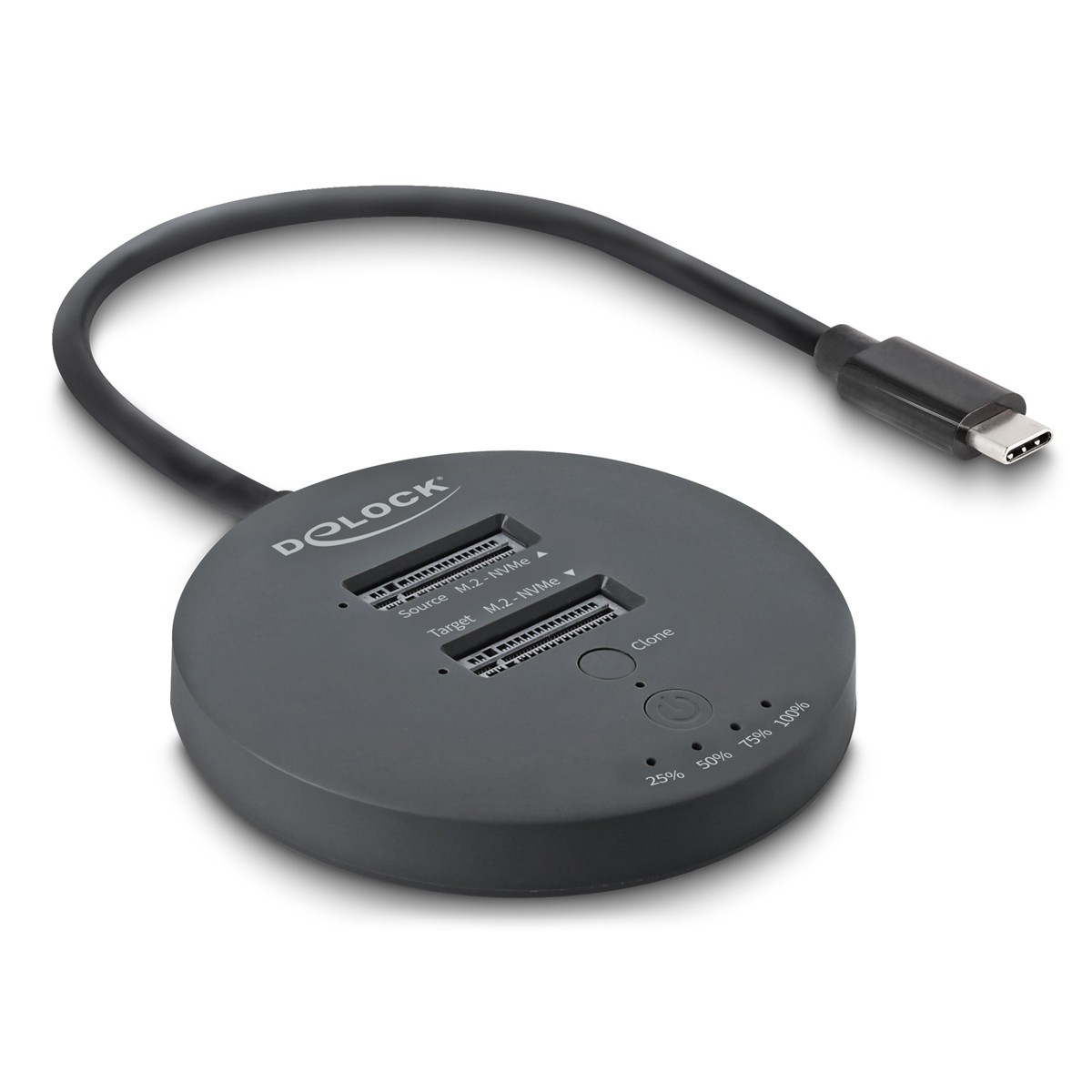 DELOCK docking station για M.2 NVMe PCIe SSD 64364, 2 θέσεων, 20Gbps, clone function, μαύρο