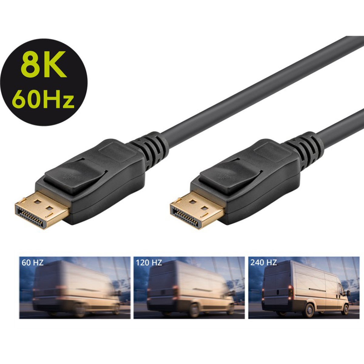 GOOBAY καλώδιο DisplayPort 64797, 8K/60Hz, 32.4Gbps, 1m, μαύρο