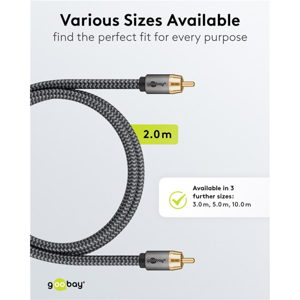 GOOBAY καλώδιο ήχου RCA σε RCA 65298, 5m, μαύρο/ασημί