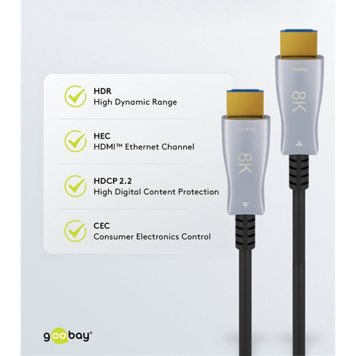 GOOBAY καλώδιο HDMI 2.1 65559 με Ethernet, 8K/60Hz, 48Gbps, 20m, μαύρο