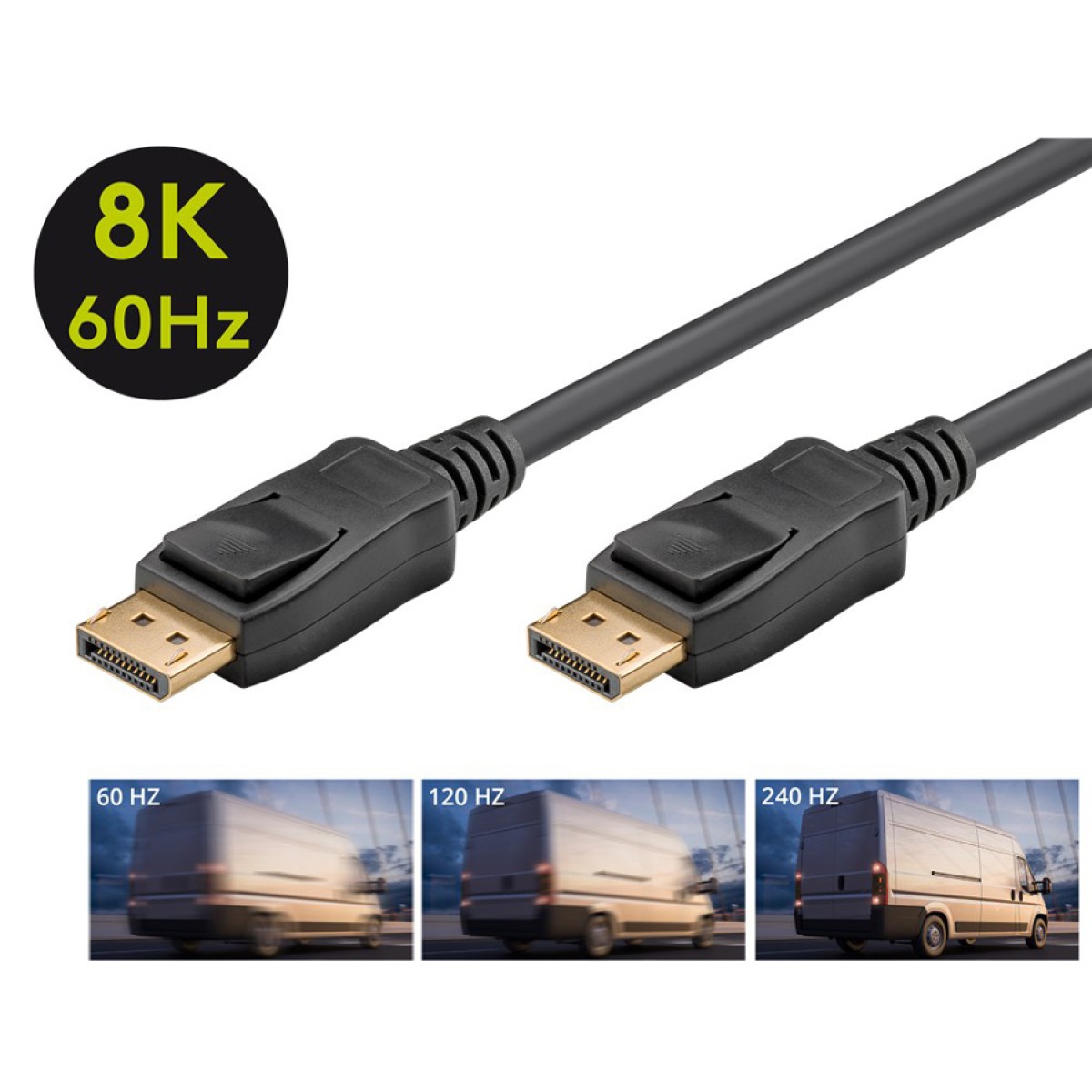 GOOBAY καλώδιο DisplayPort 65810 Certified, 8K/60Hz 32.4 Gbps, 3m, μαύρο