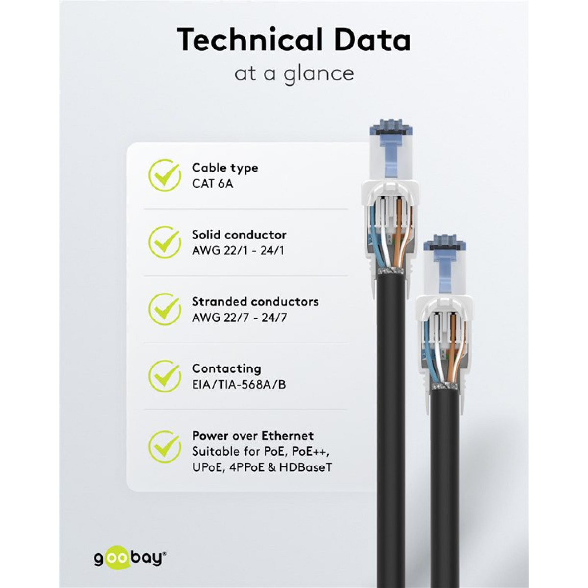 GOOBAY βύσμα RJ45 65941, CAT 6A UTP, tool-free, λευκό