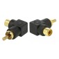 DELOCK αντάπτορας 66168 RCA αρσενικό σε RCA θηλυκό, γωνιακός, μαύρος