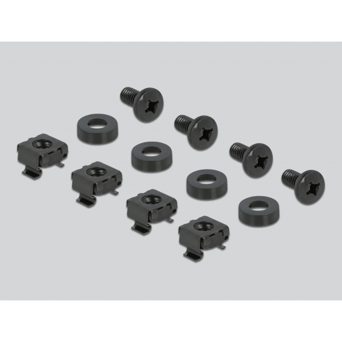DELOCK cable management 66667, rack 19"/1U, 4x γάντζοι, γωνιακό, μαύρο