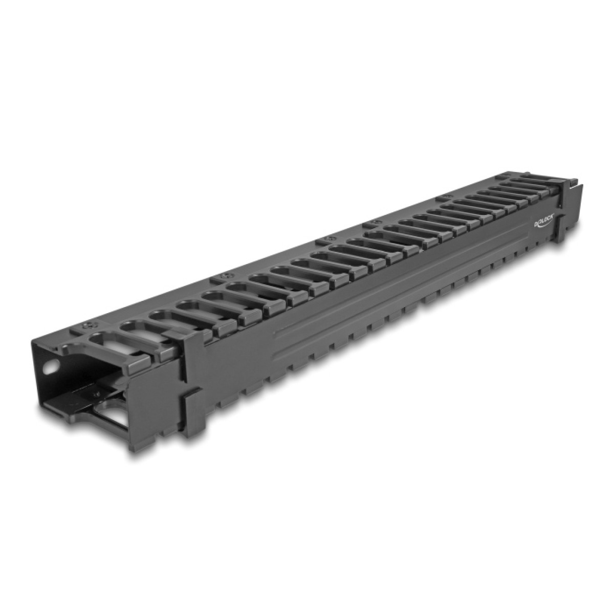 DELOCK cable management 67022 για rack 19"/1U, 3 ανοίγματα, μαύρο