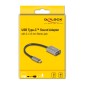 DELOCK εξωτερική κάρτα ήχου 67071, 2x 3.5mm, USB-C σύνδεση, γκρι
