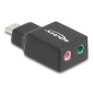 DELOCK εξωτερική κάρτα ήχου 67128, 2x 3.5mm, USB-C σύνδεση, μαύρη