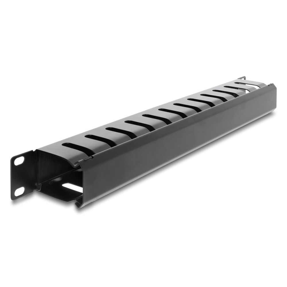 DELOCK cable management 67628 για rack 19"/1U, με βούρτσα προστασίας, μεταλλικό, μαύρο
