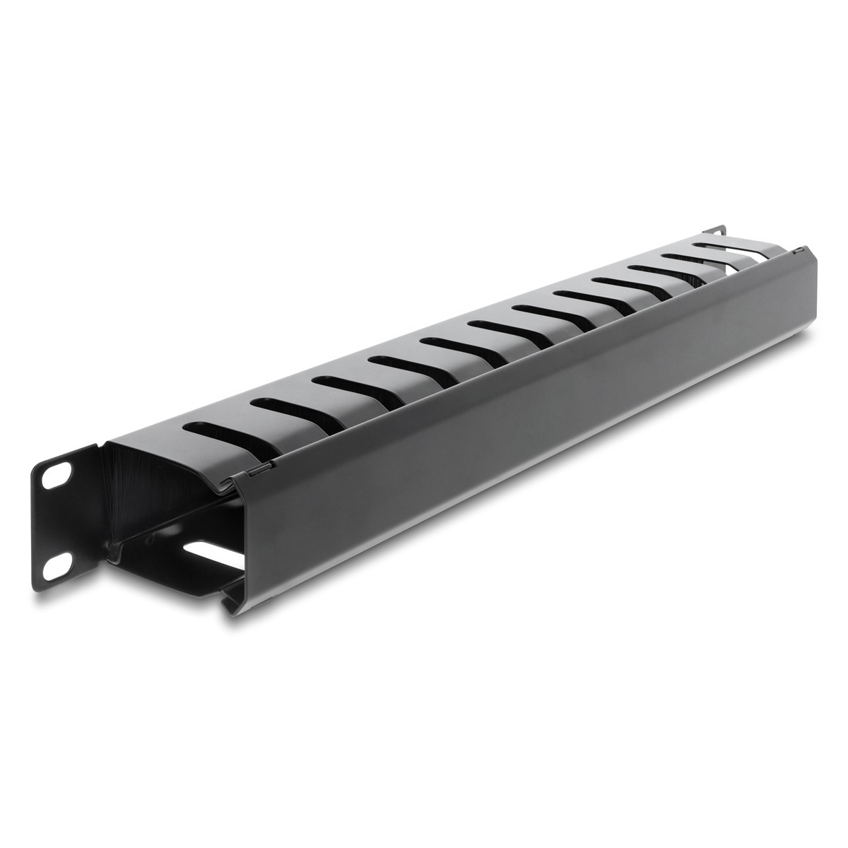 DELOCK cable management 67628 για rack 19"/1U, με βούρτσα προστασίας, μεταλλικό, μαύρο