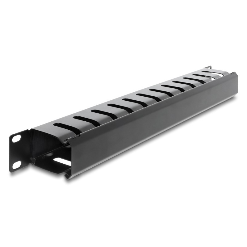 DELOCK cable management 67628 για rack 19"/1U, με βούρτσα προστασίας, μεταλλικό, μαύρο