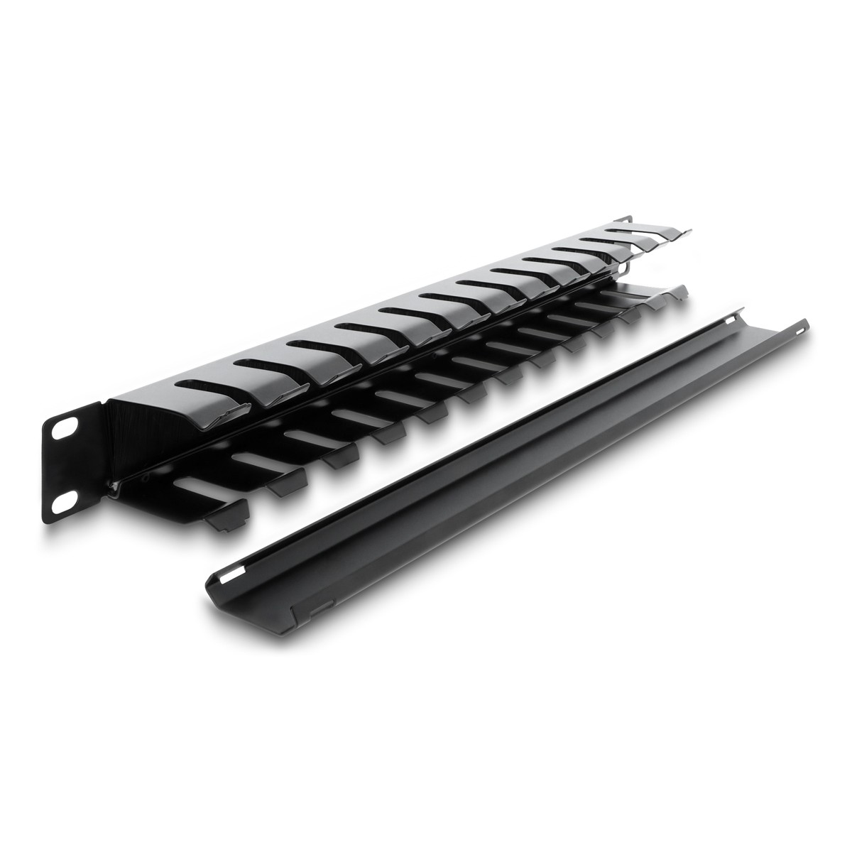 DELOCK cable management 67628 για rack 19"/1U, με βούρτσα προστασίας, μεταλλικό, μαύρο