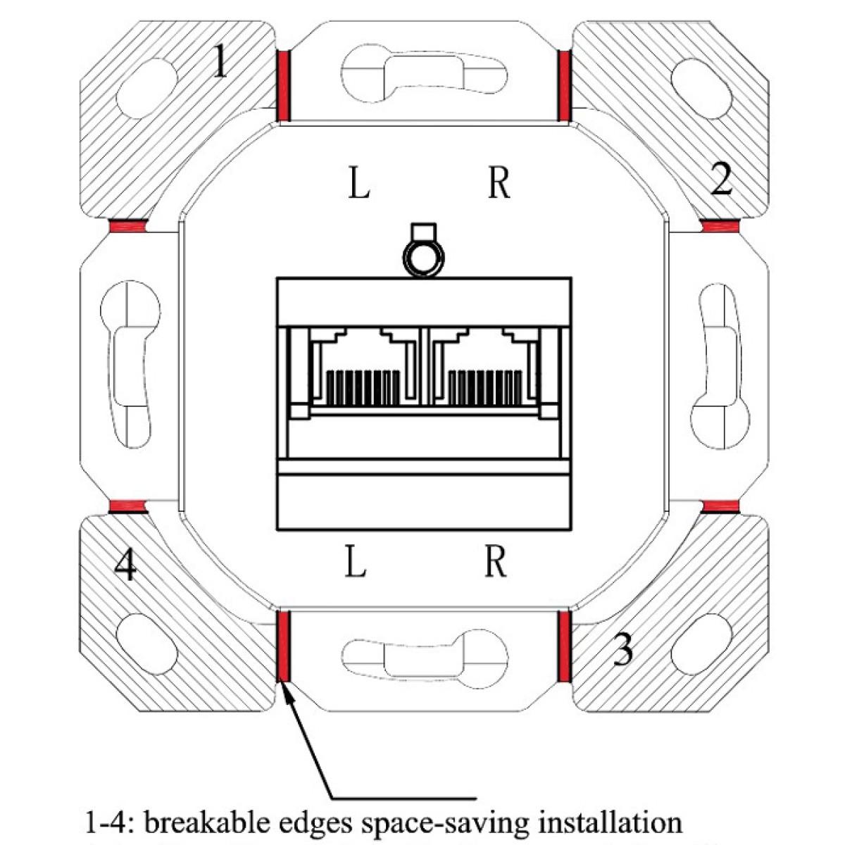 GOOBAY επιτοίχια πρίζα CAT 6 68244, 2x RJ45, 80x80mm, λευκή
