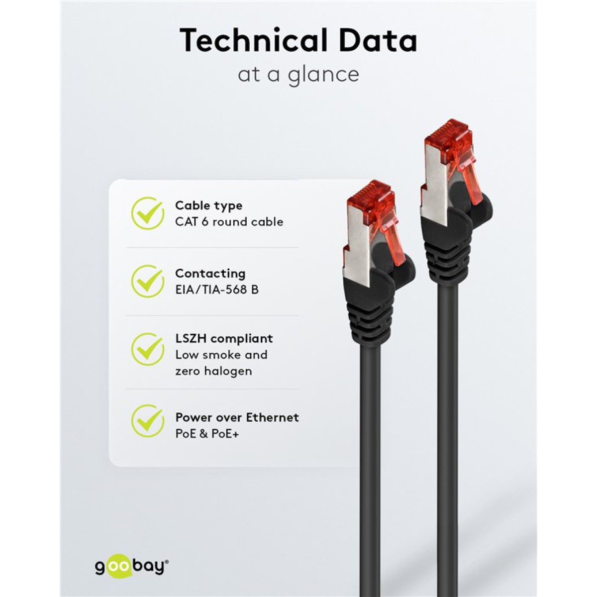 GOOBAY καλώδιο δικτύου 68696, CAT 6 S/FTP, copper, 250MHz, 2m, μαύρο