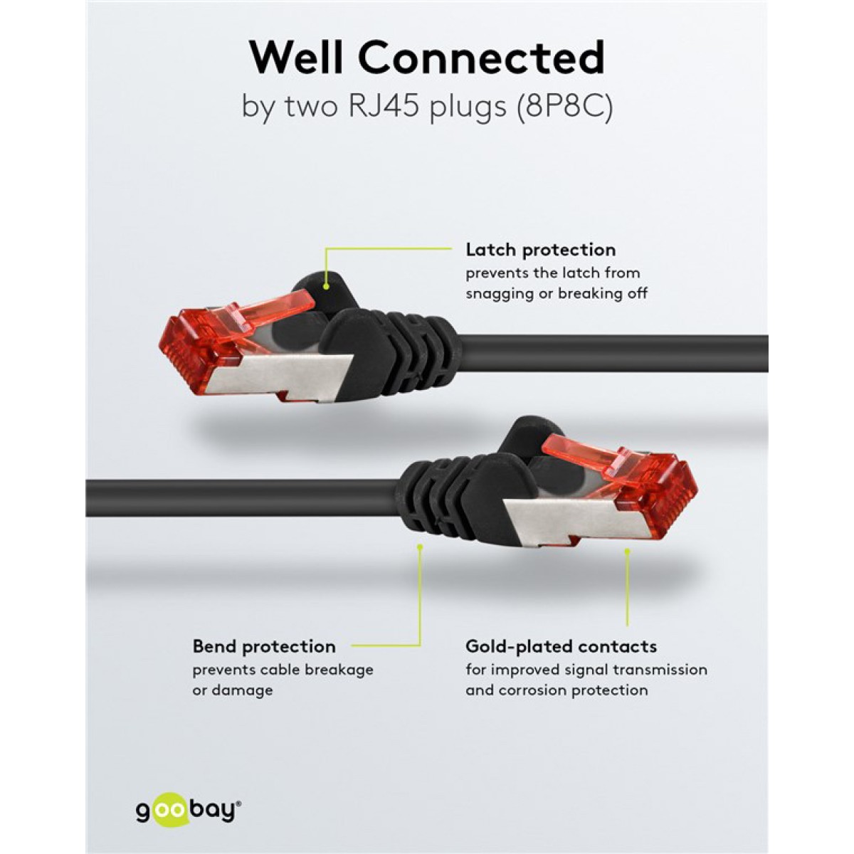 GOOBAY καλώδιο δικτύου 68701, CAT 6 S/FTP, copper, 250MHz, 50m, μαύρο