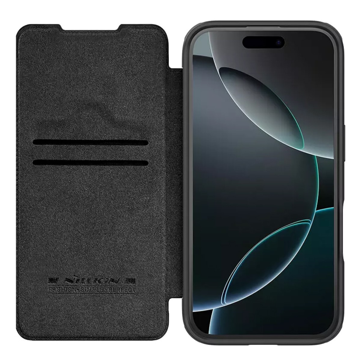 NILLKIN θήκη Qin Prop Leather για iPhone 16 Pro Max, δερμάτινη, μαύρη