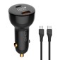 LDNIO φορτιστής αυτοκινήτου C101 με καλώδιο, USB/USB-C, 100W PD, μαύρος