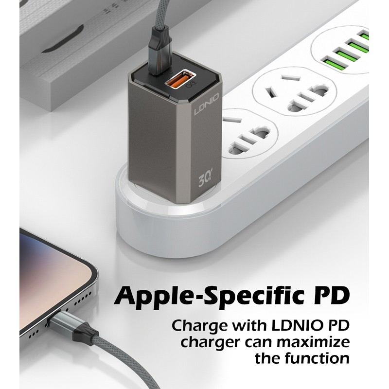 LDNIO καλώδιο Lightning σε USB-C LC441I, 30W PD, 1m, γκρι