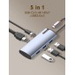 LDNIO docking station DS-15H, 5 θυρών, USB-C σύνδεση, 4K, 100W PD, γκρι