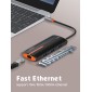 LDNIO USB hub DS-26U με θύρα δικτύου, 6 θυρών, USB-C σύνδεση, 100W PD, λευκό