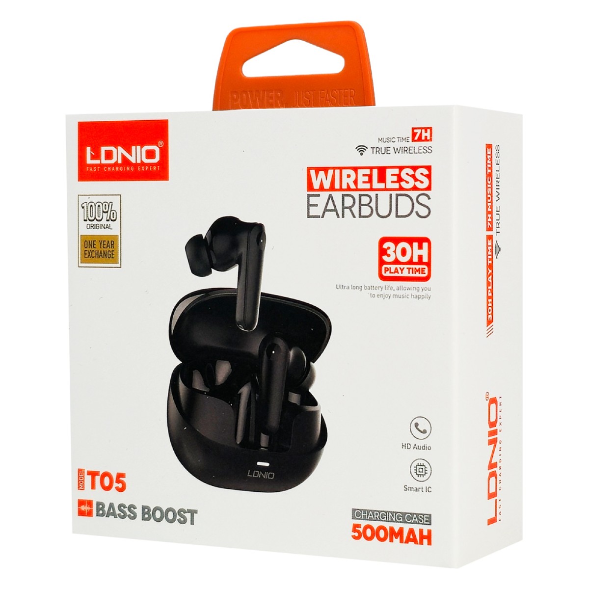 LDNIO earphones με θήκη φόρτισης T07, OWS Bone Conduction, 15mm, 60/500mAh, μαύρα