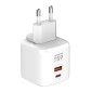 LDNIO φορτιστής τοίχου Q2617 με καλώδιο USB-C, EU/UK/US βύσμα, USB/USB-C, 65W, GaN, λευκός