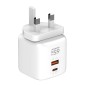 LDNIO φορτιστής τοίχου Q2617 με καλώδιο USB-C, EU/UK/US βύσμα, USB/USB-C, 65W, GaN, λευκός
