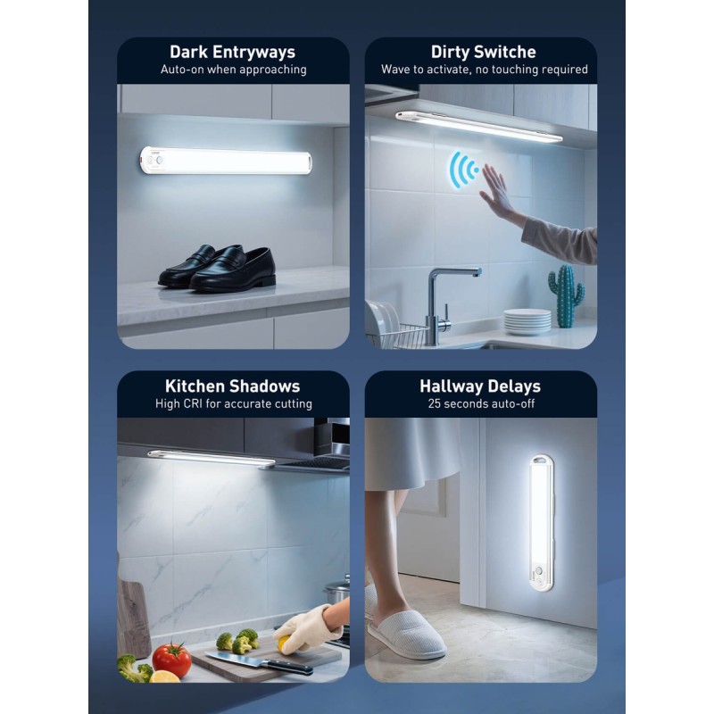 LDNIO LED φωτιστικό τοίχου/ντουλάπας Y6-1 με αισθητήρα κίνησης, 220x42x13mm, λευκό