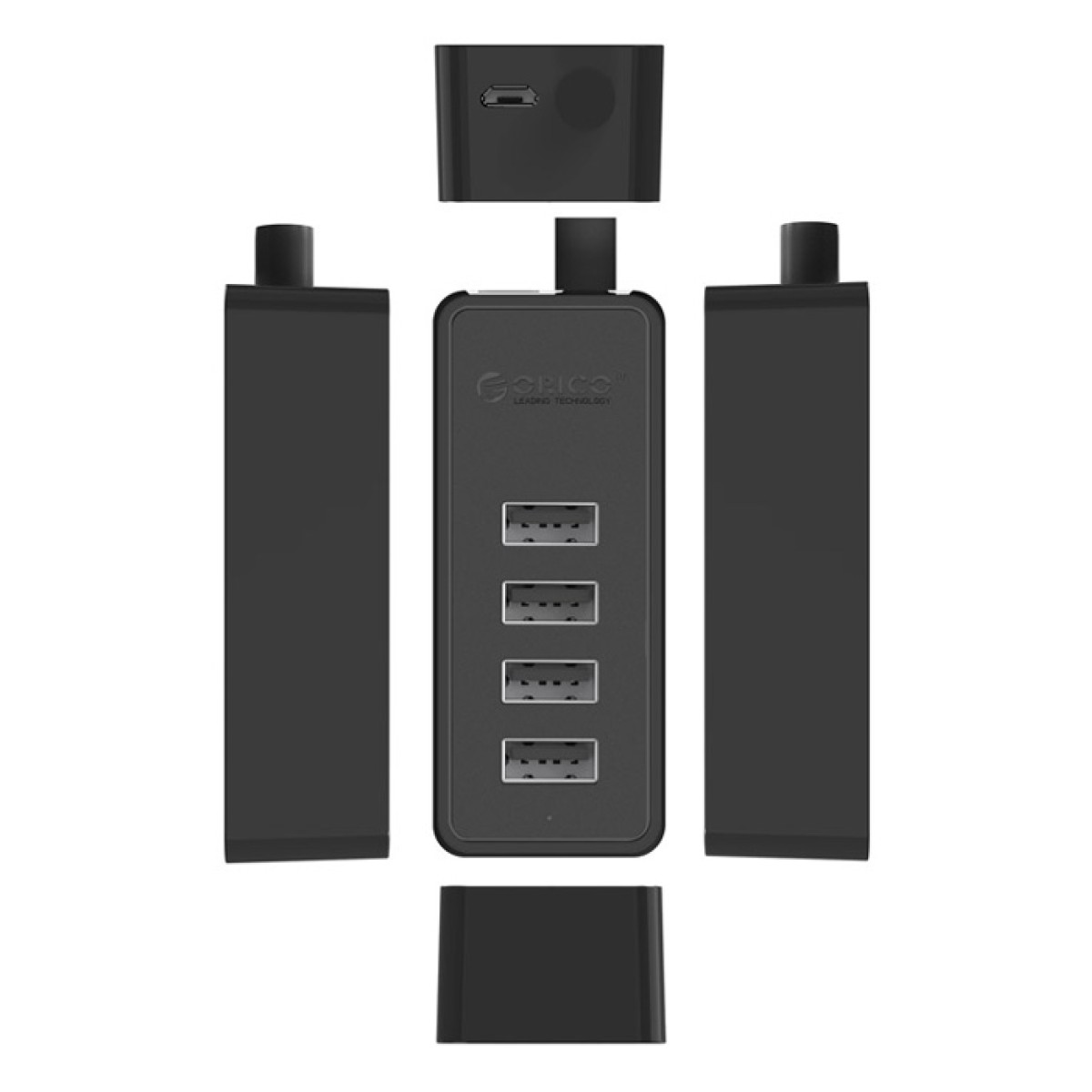 ORICO USB hub W5P-U2, 4x θυρών, USB 2.0, 480Mbps, USB σύνδεση, 1m καλώδιο, μαύρο