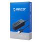 ORICO USB hub W5P-U2, 4x θυρών, USB 2.0, 480Mbps, USB σύνδεση, 1m καλώδιο, μαύρο