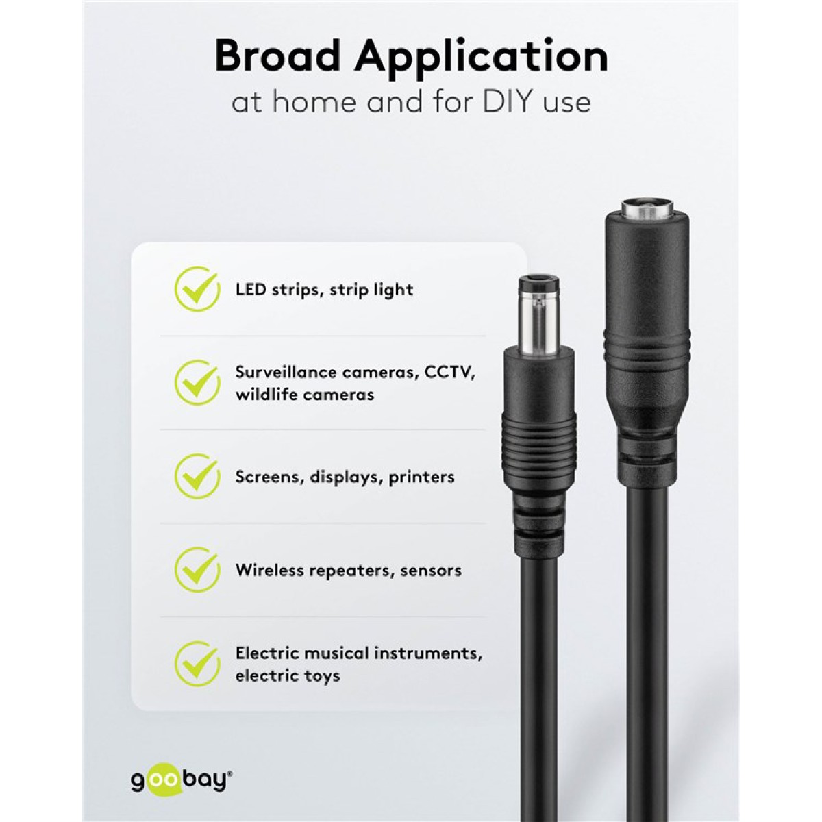 GOOBAY καλώδιο προέκτασης τροφοδοσίας 71399, 5.5x2.1mm, 3m, μαύρο