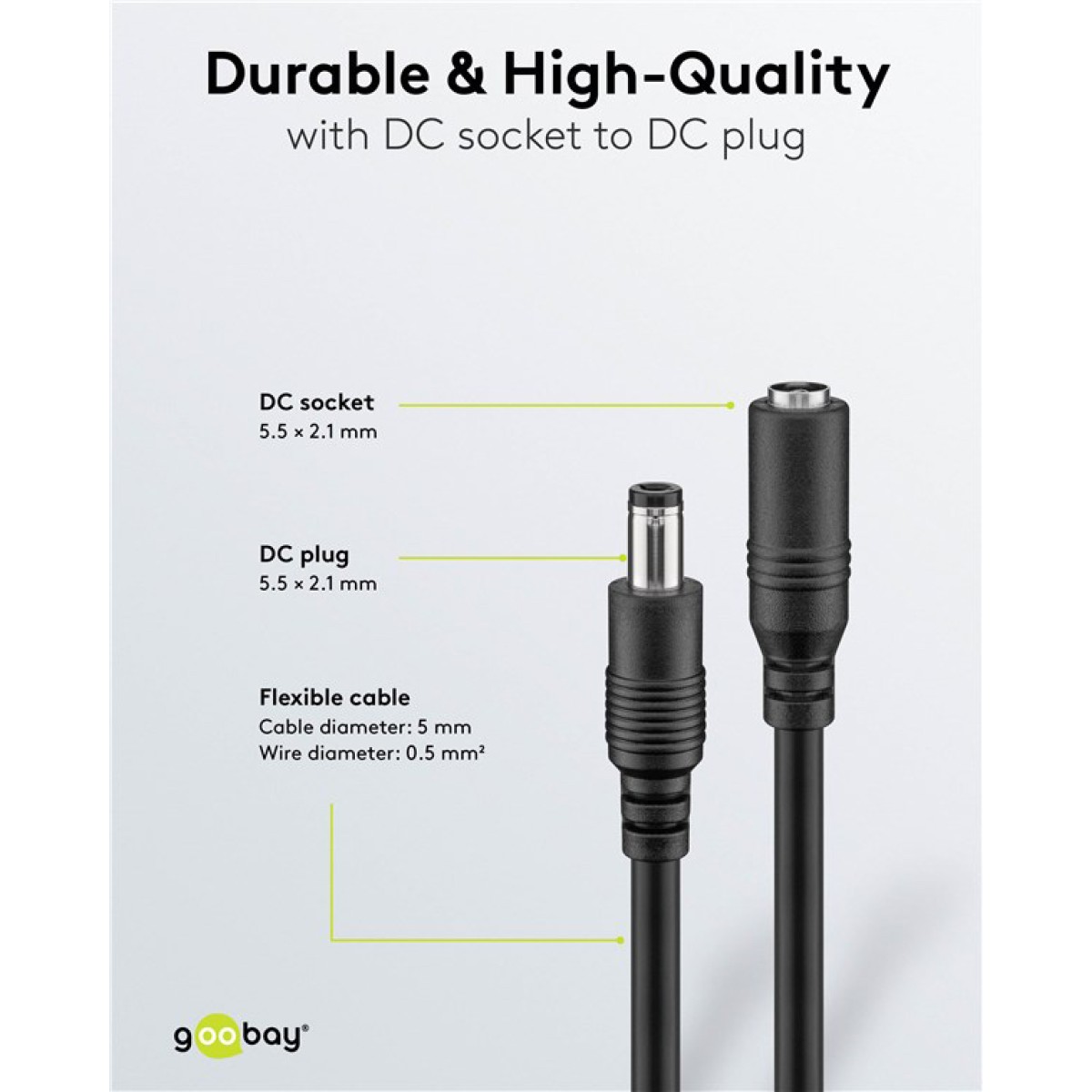 GOOBAY καλώδιο προέκτασης τροφοδοσίας 71400, 5.5x2.1mm, 10m, μαύρο