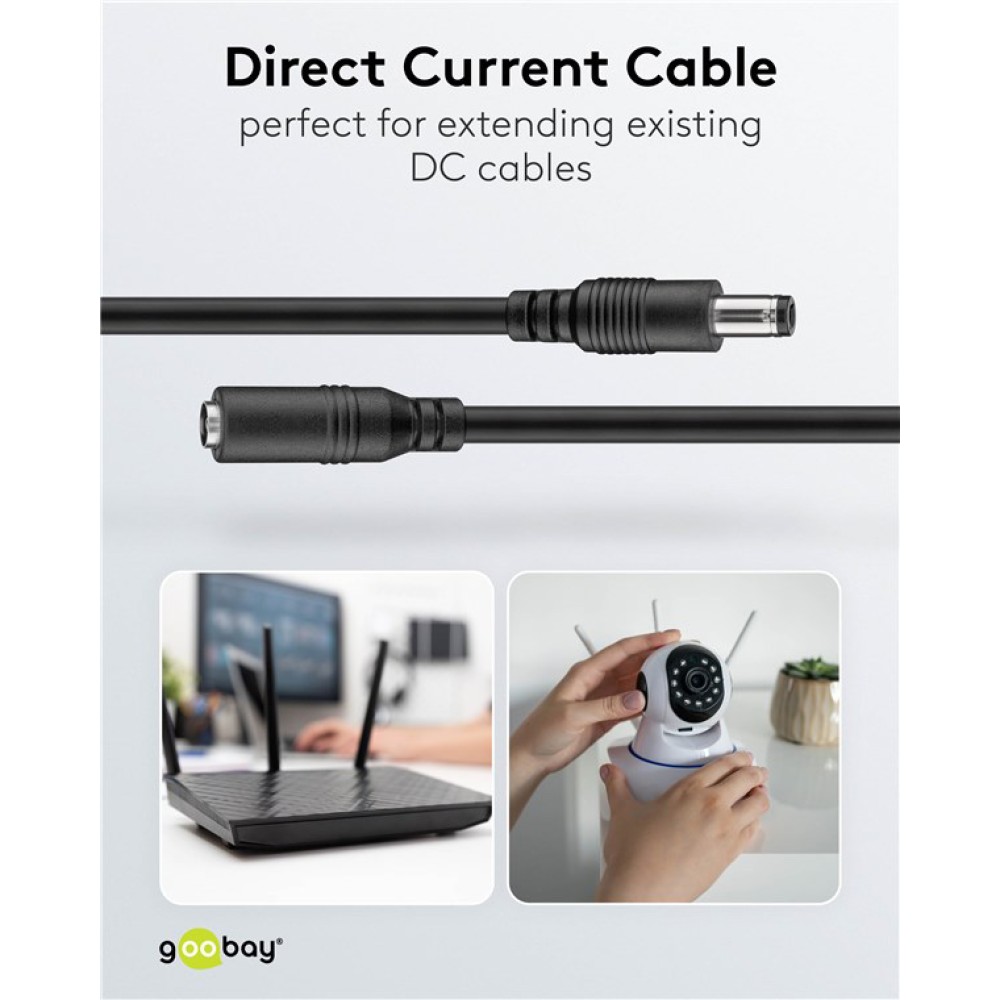 GOOBAY καλώδιο προέκτασης τροφοδοσίας 71401, 5.5x2.5mm, 3m, μαύρο