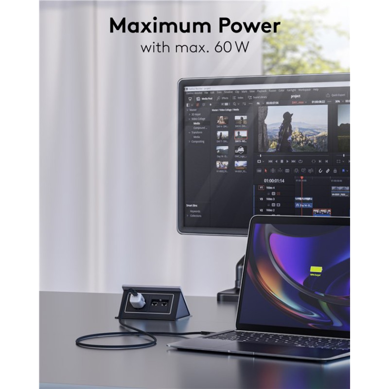 GOOBAY καλώδιο USB-C 73954, 60W, 480Mbps, 2m, μαύρο