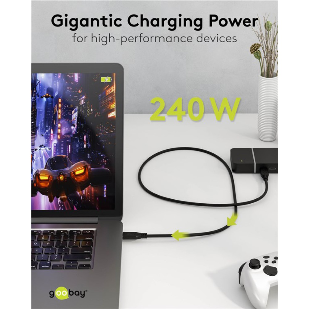 GOOBAY καλώδιο USB-C 74183, USB4, 240W, 40Gbps, 8K/60Hz, 1m, μαύρο