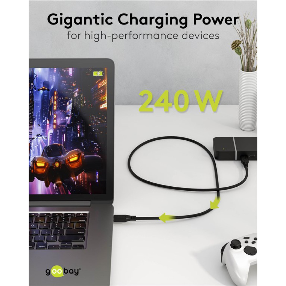 GOOBAY καλώδιο USB-C 74183, USB4, 240W, 40Gbps, 8K/60Hz, 1m, μαύρο