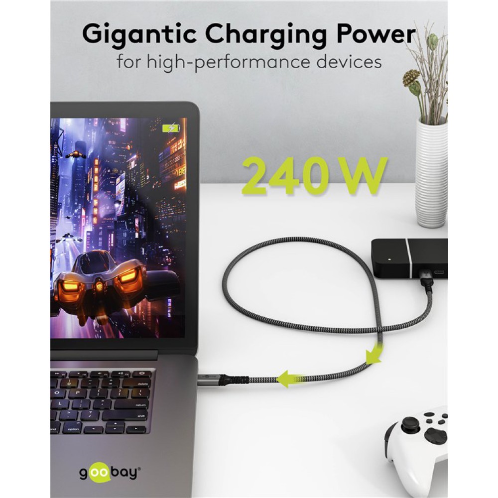 GOOBAY καλώδιο USB-C 74212, USB4, 240W, 40Gbps, 8K/60Hz, 1.5m, γκρι