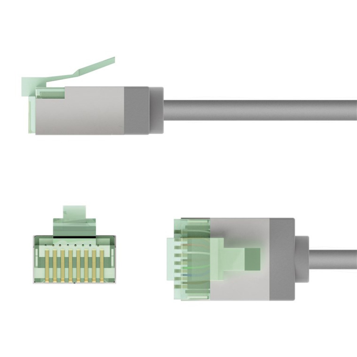 GOOBAY καλώδιο δικτύου 74343, CAT 8.1 U/FTP, ultra slim, copper, 2000MHz, 0.15m, γκρι