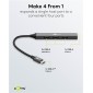 GOOBAY USB hub 74457, 4x θυρών, USB 3.2, 5Gbps, USB-C σύνδεση, γκρι