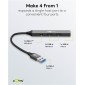 GOOBAY USB hub 74458, 4x θυρών, USB 3.2, 5Gbps, USB σύνδεση, γκρι