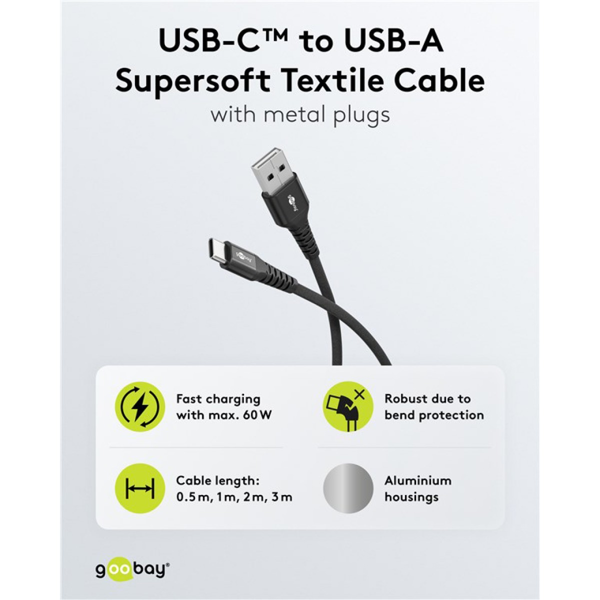 GOOBAY καλώδιο USB-C σε USB 74527, 60W, 480Mbps, 2m, μαύρο
