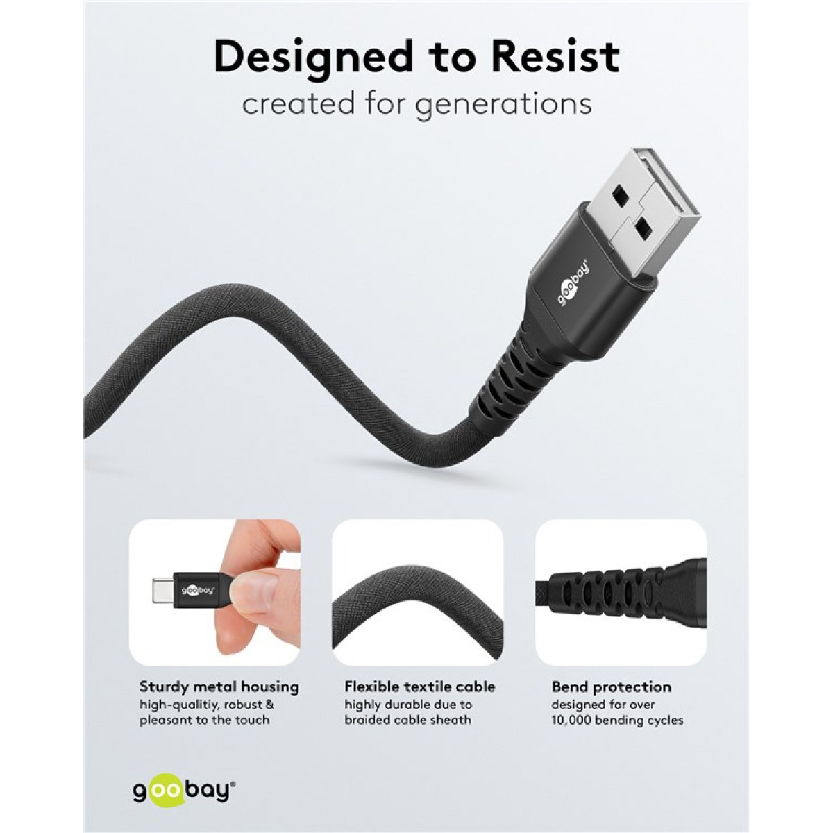 GOOBAY καλώδιο USB-C σε USB 74528, 60W, 480Mbps, 3m, μαύρο