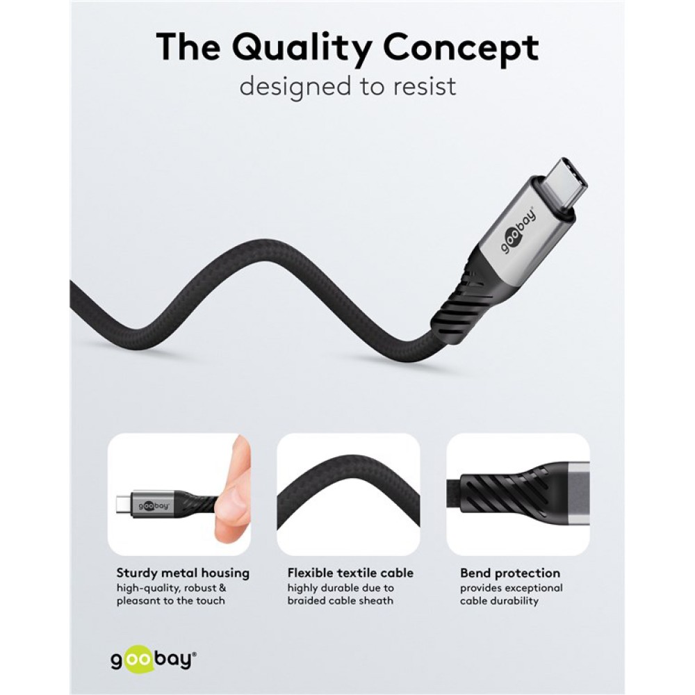 GOOBAY καλώδιο USB-C 74776, USB4, 240W, 80Gbps, 16K/60Hz, 1.5m, μαύρο