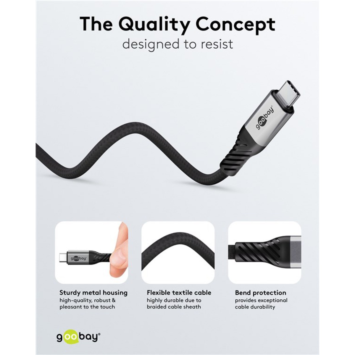 GOOBAY καλώδιο USB-C 74776, USB4, 240W, 80Gbps, 16K/60Hz, 1.5m, μαύρο