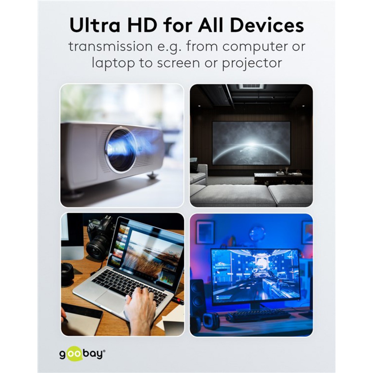 GOOBAY καλώδιο DisplayPort 74777, VESA Certified, 8K/60Hz, 32.4 Gbps, 1m, μαύρο