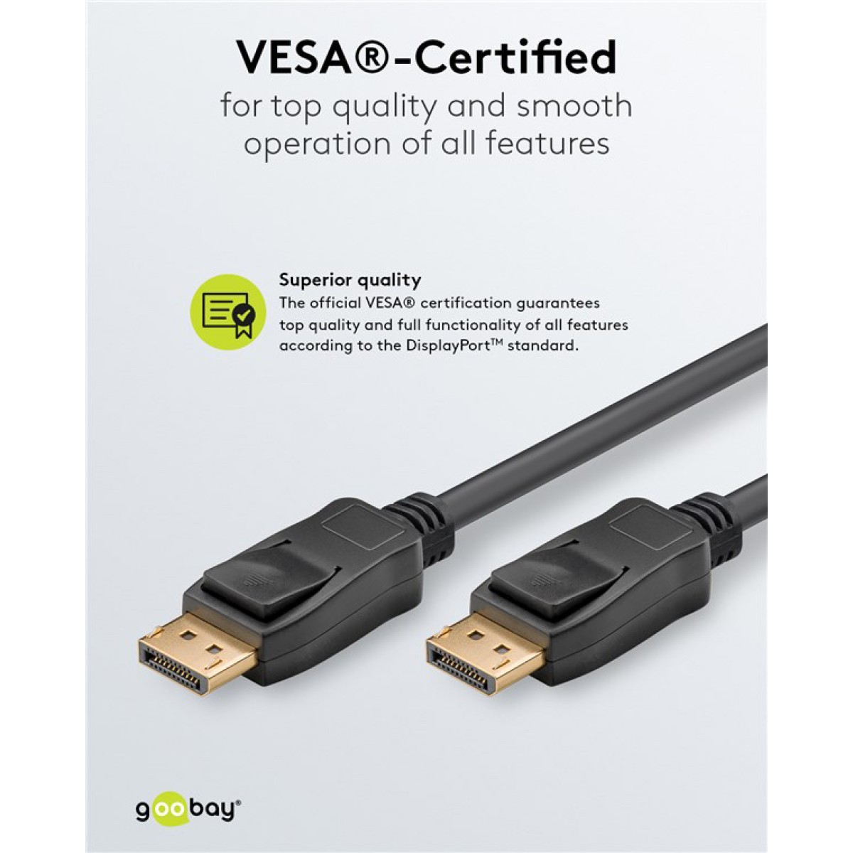 GOOBAY καλώδιο DisplayPort 74778, VESA Certified, 8K/60Hz, 32.4 Gbps, 2m, μαύρο