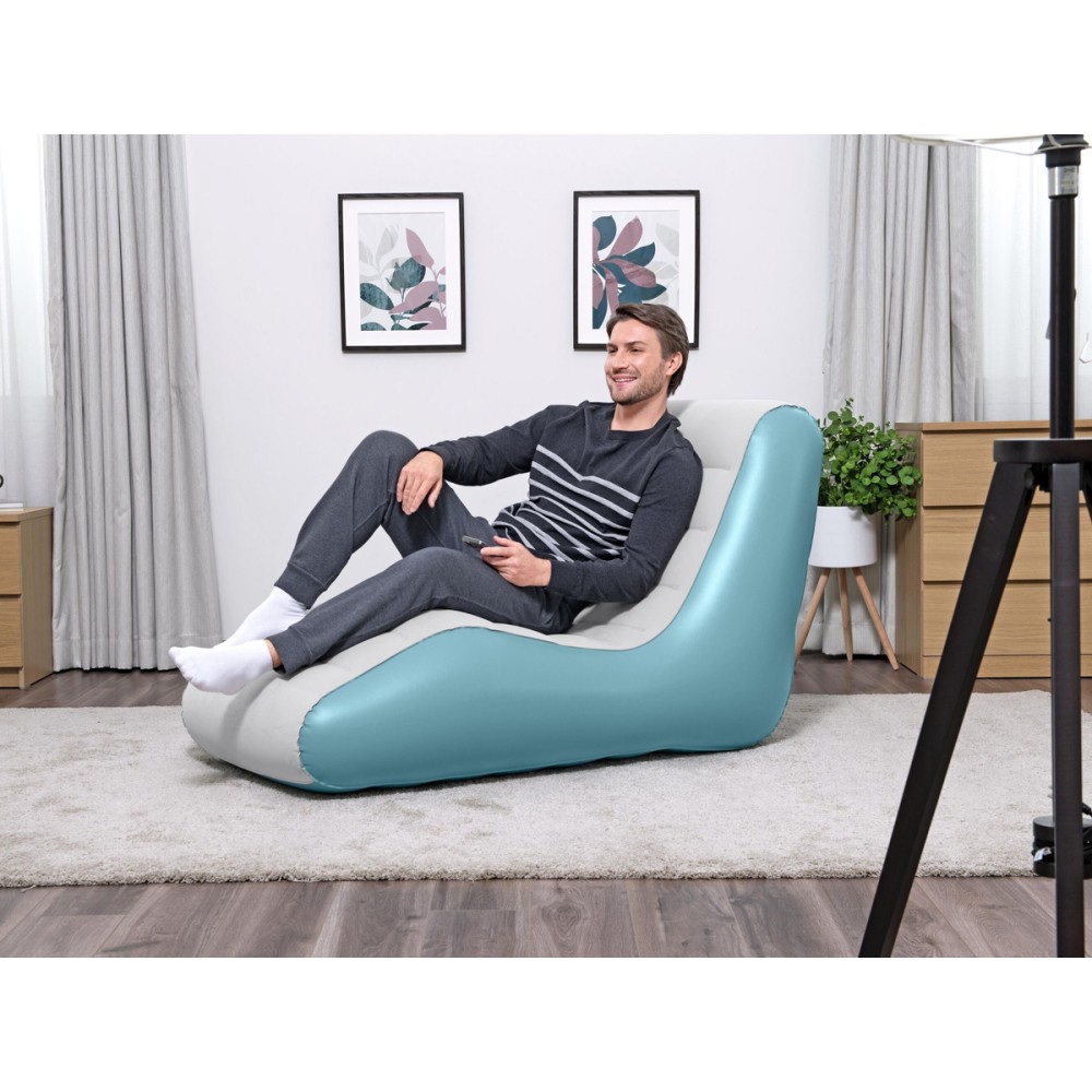 BESTWAY φουσκωτή πολυθρόνα 75127, 133x79x88cm, γαλάζια/λευκή