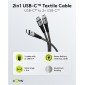 GOOBAY καλώδιο USB-C σε 2x USB-C 75739, 60W, 480Mbps, 1.5m, γκρι