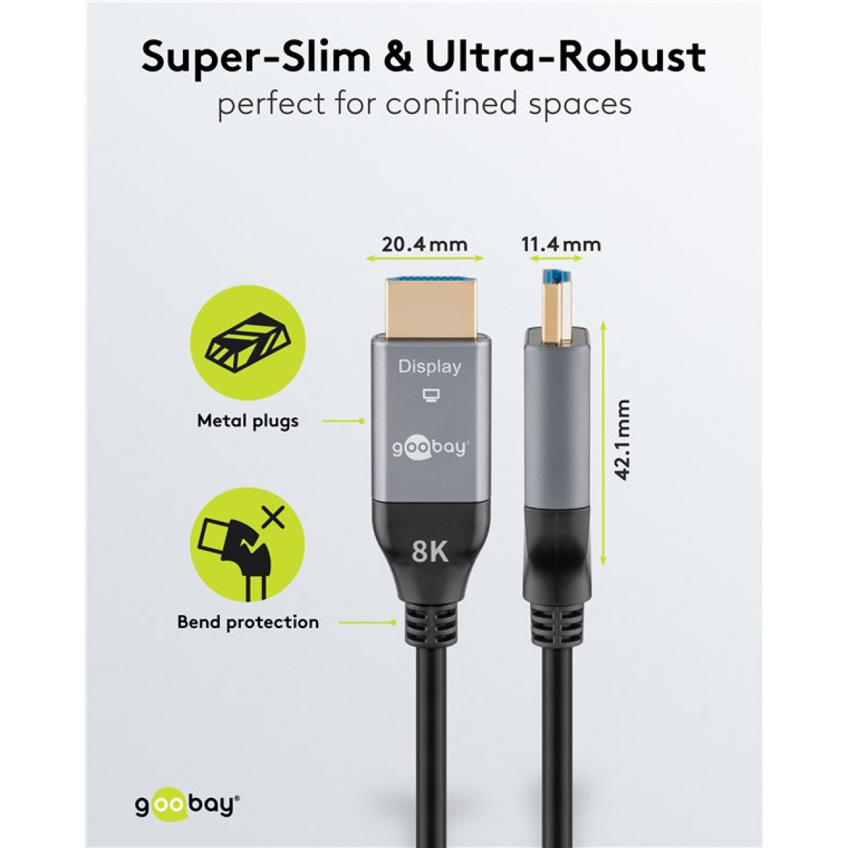 GOOBAY καλώδιο HDMI 2.1 76278 με Ethernet, AOC, 8K/60Hz, 48 Gbps, 50m, μαύρο