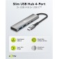 GOOBAY USB hub 76563, 4x θυρών, USB 3.2, 5Gbps, USB-C σύνδεση, γκρι