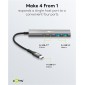 GOOBAY USB hub 76563, 4x θυρών, USB 3.2, 5Gbps, USB-C σύνδεση, γκρι